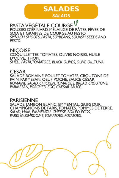 Les salades du menu Midoré